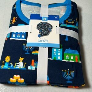 MEN’S HANUKKAH LIONS PRINT MATCHING FAMILY PAJAMA 2 PIECE SET 100% COTTON NWT